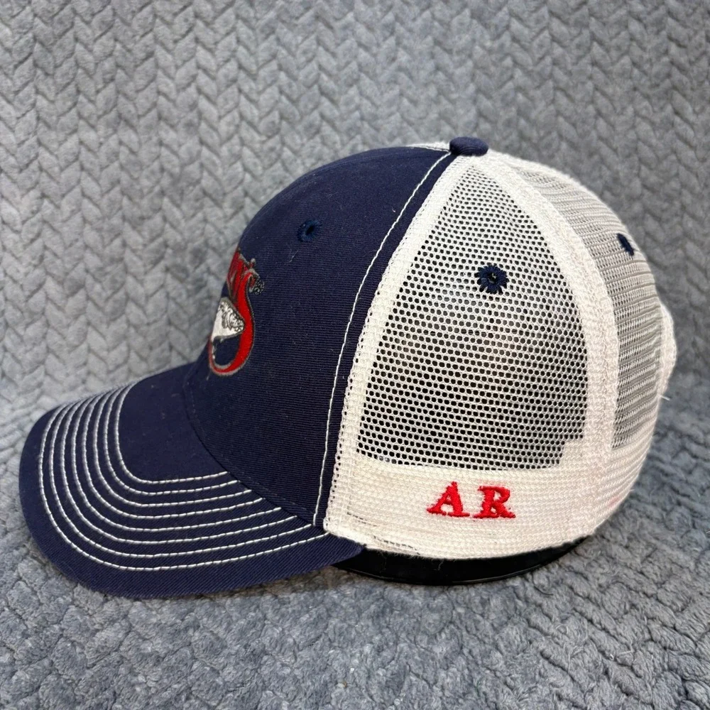 Ouray Gaston's White River Resort Fishing Trucker Hat Navy Blue Snapback Cap